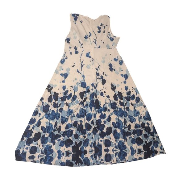 💗Floral Gradient Midi Dress Sleeveless Fit & Flare  Blue Print  Size XL NWT - Picture 3 of 4